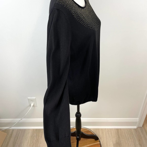 Calvin Klein Gold Stud Embellished Sweater In Black Size Medium - Picture 6 of 11